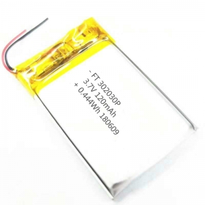 3.7v 120mah wearbaleリチウムポリマー電池ft302030p