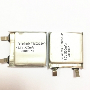 ft603030p 3.7 v 520 mah証明書付きリチウムイオン電池